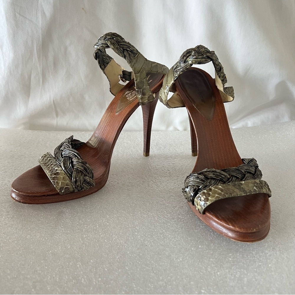 Alexandre Birman Leather Animal Print Designer Vintage High Heel Sandals Sz 10.5